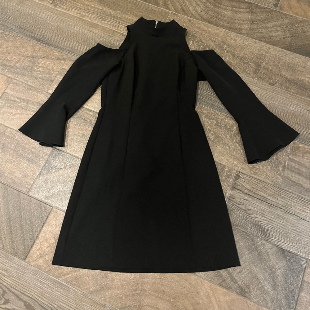 Nicole Miller Black Cold Shoulder Long Sleeve Dress